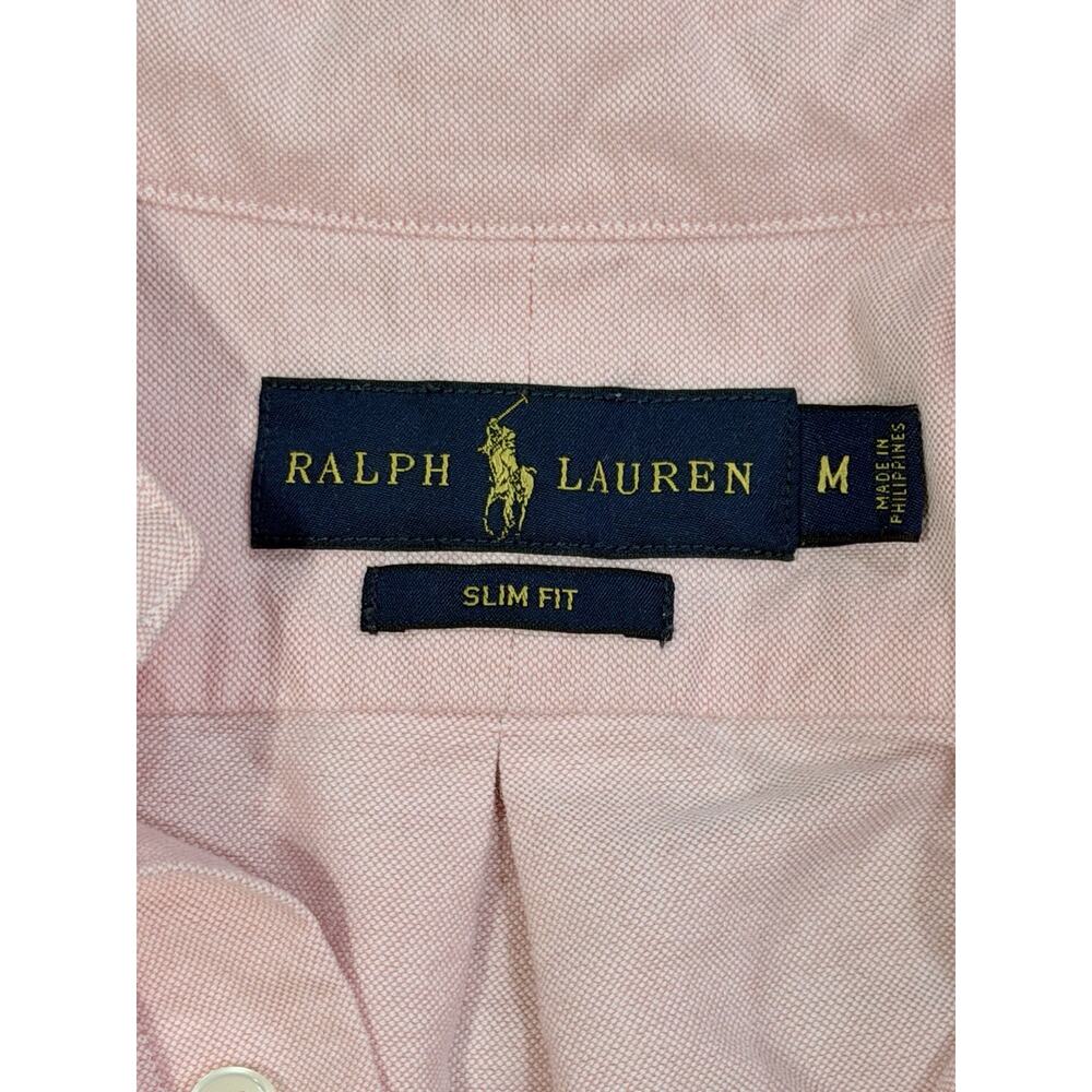 Ralph Lauren Shirt Mens Medium Slim Fit Pink Oxford Button Down Long Sleeve - Picture 2 of 6